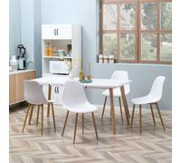 Homcom Dining Chairs Set Of 4 Modern Armless Accent Chair Back For Kitchen In White White One Size