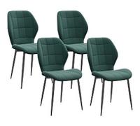 HOMCOM Dining Chairs Set of 4, Modern Style Flannel Upholstered Kitchen Chairs with Backs and Steel Legs, for Living Room, Dining Room, Bedroom, Dark Green