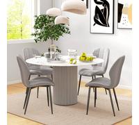 Homcom Dining Chairs Set Of 4, Modern Style Flannel Upholstered Kitchen Chairs With Backs And Steel Legs, For Living Room, Dining Room, Bedroom In Light Grey