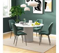 HOMCOM Set of 4 Dark Green Flannel Upholstered Modern Dining Chair - Wilko