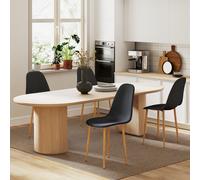 HOMCOM Dining Chairs Set of 4 w/ Curved Back, Steel Legs, Black