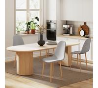 HOMCOM Dining Chairs Set of 4 w/ Curved Back, Steel Legs, White - Grey