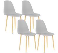 HOMCOM Dining Chairs Set of 4 w/ Curved Back, Steel Legs, Grey, Grey