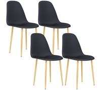 HOMCOM Dining Chairs Set of 4 w/ Curved Back - Steel Legs - Light Blue - Black | TJ Hughes