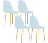 HOMCOM Modern Dining Chairs Set of 4, Kitchen Chairs with Backrest and Steel Legs for Dining Room, Living Room, Light Blue