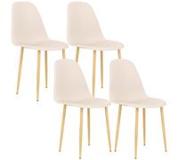 HOMCOM Dining Chairs Set of 4 w/ Curved Back, Steel Legs, Khaki