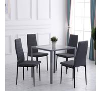 Homcom Dining Chairs Upholstered Fabric Accent Chairs With Metal Legs, Set Of 4