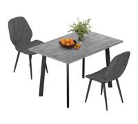 Homcom Dining Set, Kitchen Table With Velvet Chairs, Dark Grey Dark Grey