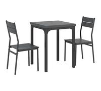 3 Pcs Compact Dining Table 2 Chairs Set Wooden Metal Legs HOMCOM Grey One Size
