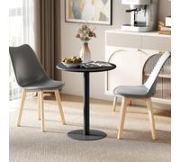 HOMCOM Dining Table, 60 cm Round Kitchen Table for 2 with Steel Base, Black