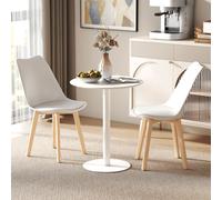 HOMCOM Dining Table, 60 cm Round Kitchen Table for 2 with Steel Base, White
