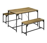HOMCOM Dining Table and Bench Set for 4, Modern Kitchen Table & 2 Benches