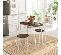 HOMCOM Dining Table and Chairs Set of 3, Oval Kitchen Table with 2 Chairs - Oak
