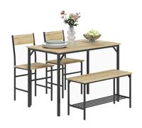 Dining Table and Chairs Set of 4 with 2 Chairs Bench for Kitchen HOMCOM Yellow One Size