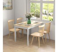 Homcom Farmhouse Dining Table Kitchen Table With Wood Frame For Dining Room In Yellow Yellow