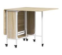 Homcom Dining Table Foldable Portable Oak Effect/White