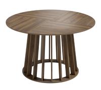 HOMCOM Dining Table for 4-6 People Modern Kitchen Table with Slatted Base 120 cm Round Light Walnut