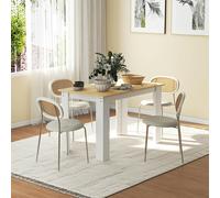 HOMCOM Dining Table for 4-6 People, Wood Effect Tabletop - Oak & White