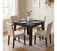 Homcom Dining Table For 4, 80L X 80W X 75Hcm, Black Wood Effect