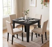 HOMCOM Dining Table for 4, 80L x 80W x 75Hcm, Black Wood Effect