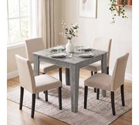 Homcom Dining Table For 4, 80L X 80W X 75Hcm, Grey Wood Effect