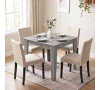 HOMCOM Dining Table for 4, 80L x 80W x 75Hcm, Grey Wood Effect