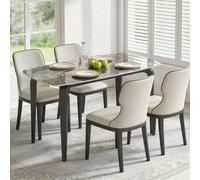 HOMCOM Dining Table for 4, Kitchen Table with Sintered Stone Tabletop, Brown