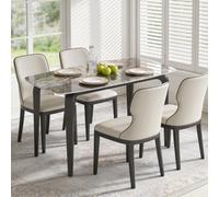 Homcom Dining Table For 4, Kitchen Table With Sintered Stone Tabletop In Brown Brown
