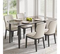 HOMCOM Dining Table for 4, Kitchen Table with Sintered Stone Tabletop, Brown