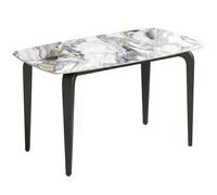 HOMCOM Dining Table for 4, Modern Kitchen Table with Sintered Stone Tabletop, Metal Legs, White