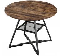 HOMCOM Dining Table for 4 People, 100 cm Round Industrial Kitchen Table with Storage Shelf, Rustic Brown