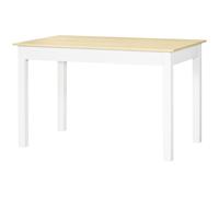 Homcom Dining Table For 4 To 6 Kitchen Table With Thick Legs Oak Wood Grain In Light Oak Light Oak