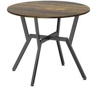 HOMCOM Dining Table, Round Kitchen Table with Black Legs, Anti-slip Foot Pads for Living Room, Dining Room 90 x 76 cm, Rustic Brown