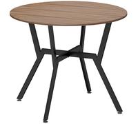 HOMCOM Dining Table, Round Kitchen Table with Black Legs, Anti-slip Foot Pads for Living Room, Dining Room 90 x 76 cm, Brown Aosom UK