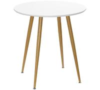 HOMCOM Dining Table Scandi Round White/Oak Effect 72cm