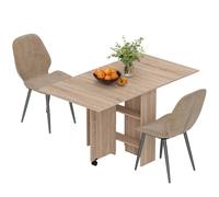 Homcom Dining Table Set, Folding Kitchen Table With Storage, 2 Chairs In Natural Natural