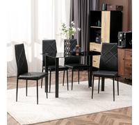 HOMCOM Dining Table Set For 4, Modern Kitchen Table And Chairs With Padded Seat, Black