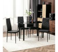 HOMCOM Dining Table Set for 4, Kitchen Table and Chairs w/ Padded Seat Black
