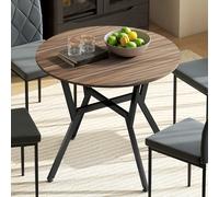 HOMCOM Dining Table with Round Top Steel Legs for Kitchen Dining Room Brown HOMCOM Brown
