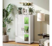 HOMCOM Display Cabinet with Glass Shelves, Sideboard for Living Room, White HOMCOM White