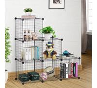 HOMCOM DIY 6 Cube Metal Wire Rack Interlocking Storage Cabinet Organiser Display, Black