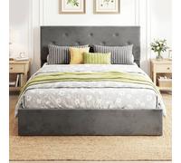 HOMCOM Double Bed Frame Gas Side Lift Under Bed Storage Dark Grey | Size: Single HOMCOM Dark Grey Single