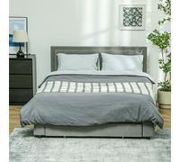 HOMCOM Double Bed Frame with Storage and Adjustable Velvet Headboard - King - Grey