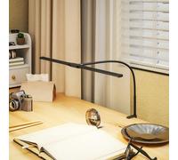 HOMCOM Double Head Table Lamp with 3 Colour Modes & 10 Dimmable, Black - Black - LED bulbs included - Aluminium, Silicone Metal