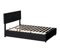 HOMCOM Double Ottoman Bed Frame, with Front Drawer - Black