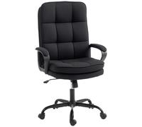 HOMCOM Double Padded Linen-Look Office Chair - Black