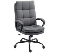 HOMCOM Double Padded Linen-Look Office Chair - Charcoal Grey