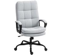 HOMCOM Double Padded Linen-Look Office Chair - Light Grey