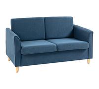 HOMCOM Double Seat Sofa Linen Upholstery Loveseat Couch w/ Armrests, Blue
