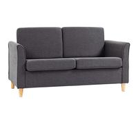 HOMCOM Double Seat Sofa Linen Upholstery Loveseat Couch w/ Armrests, Dark Grey